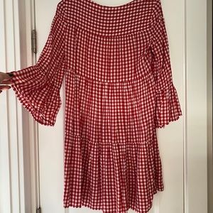 Checkered Pattern Dress - red and white